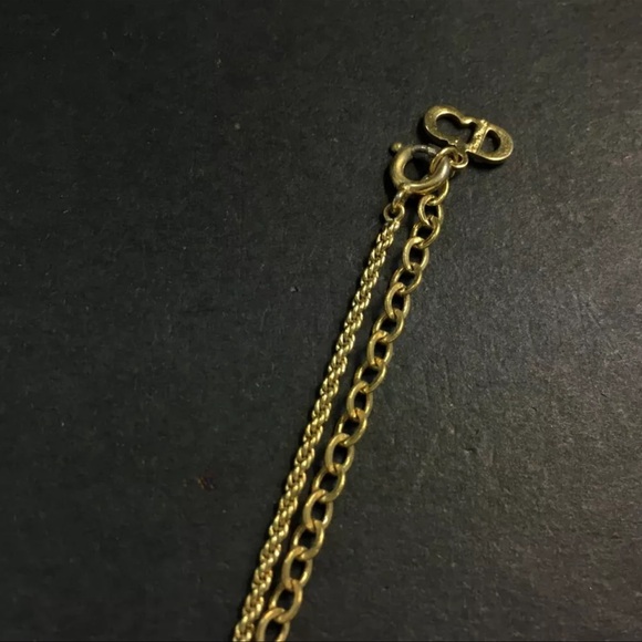 AUTH Christian Dior CD Logo Tone Pendant Necklace Gold - Picture 4 of 7